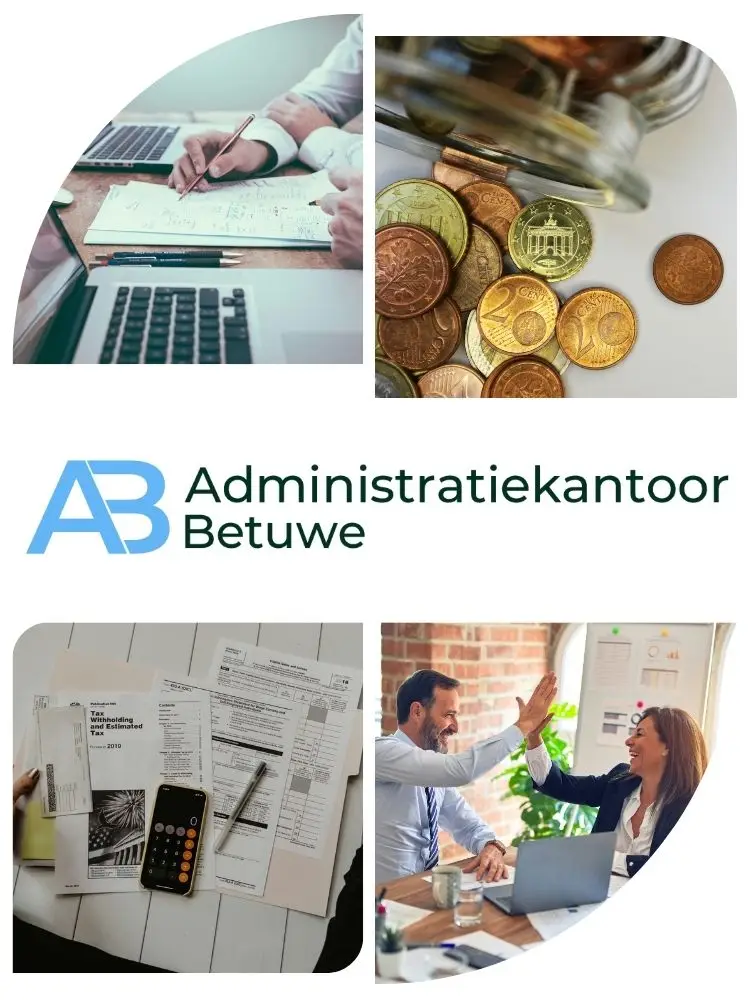 Collage van administratiekantoor.